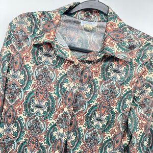Vintage Sears Paisley Button-Up Shirt Long Sleeve Multicolor Women's Size 16